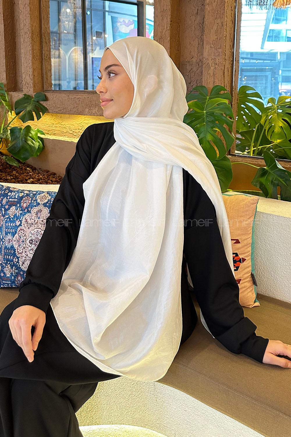 Lamelif Brisa Vual Şal Kırık Beyaz