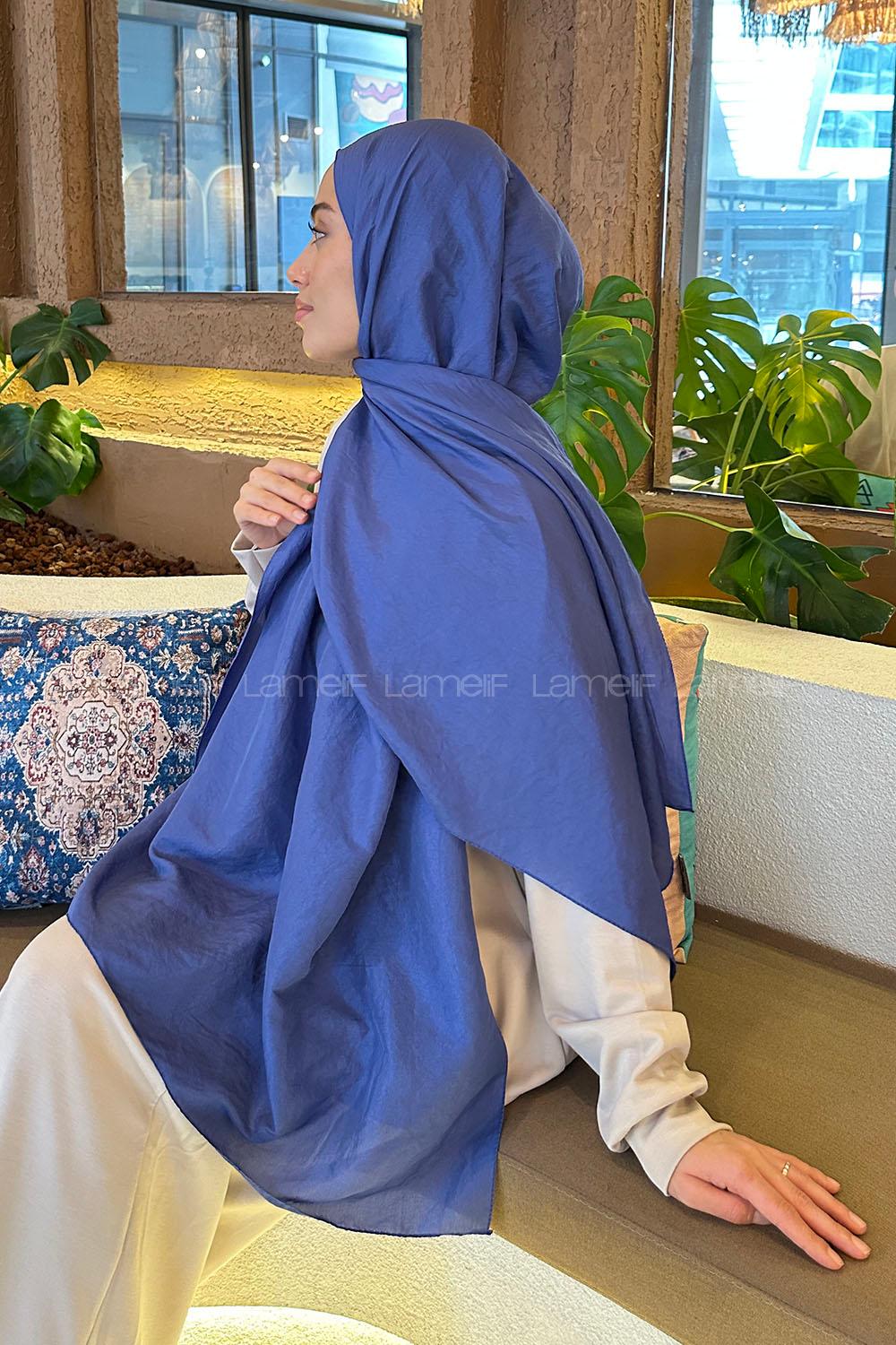 Lamelif Brisa Vual Şal Kot Mavisi