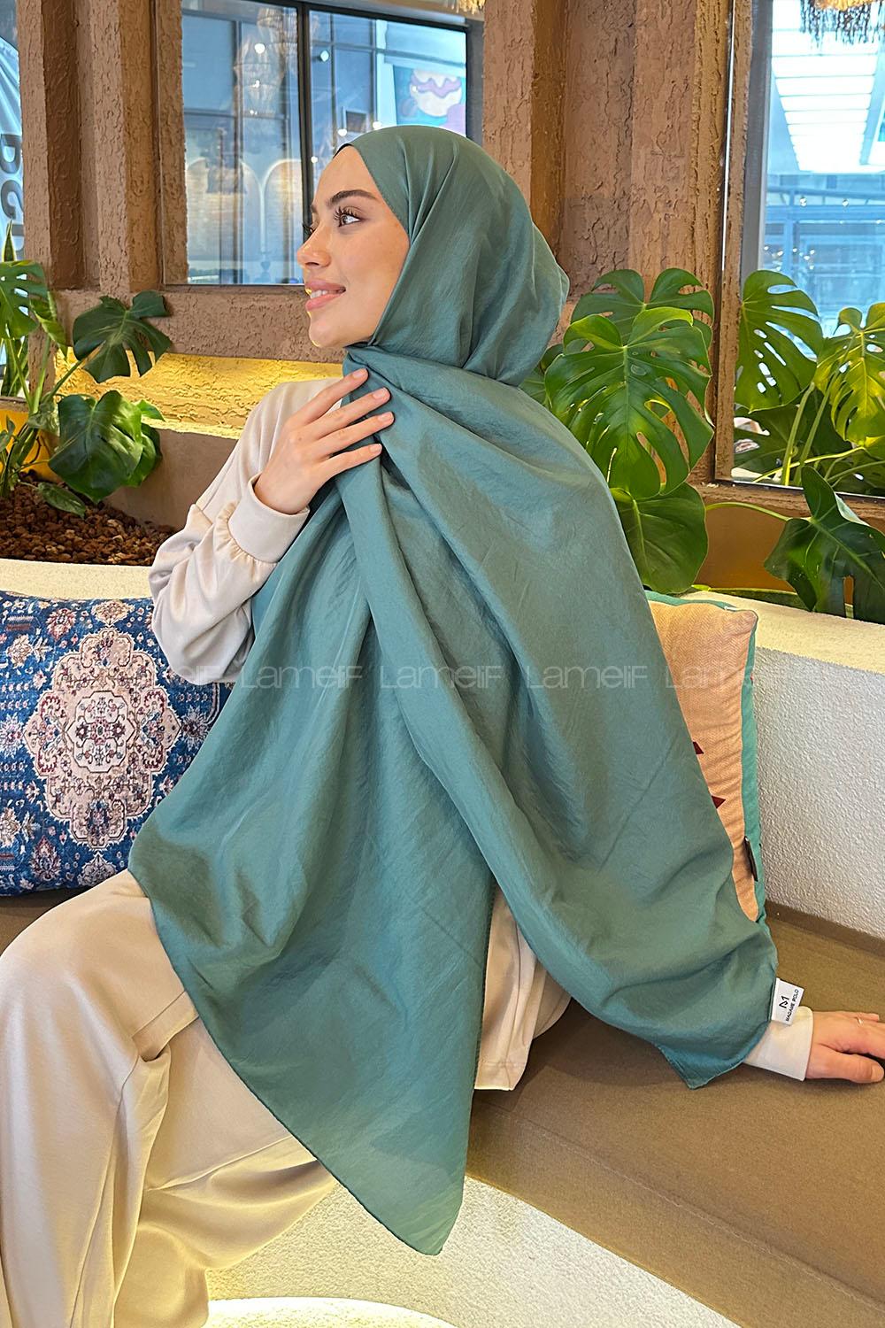 Lamelif Brisa Vual Şal Koyu Çağla Yeşili
