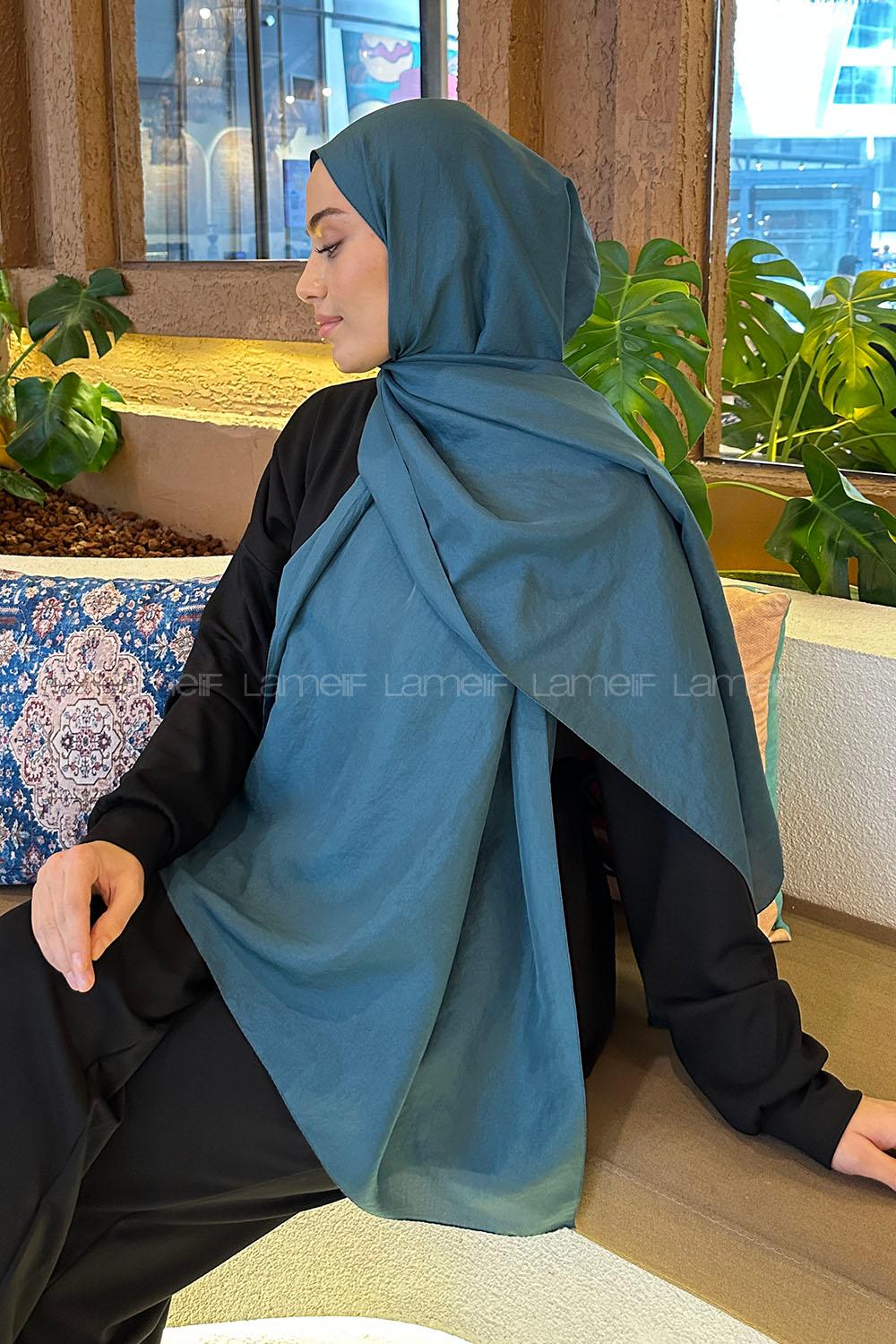 Petrol Blue Viscose Fabric Straight Shawl