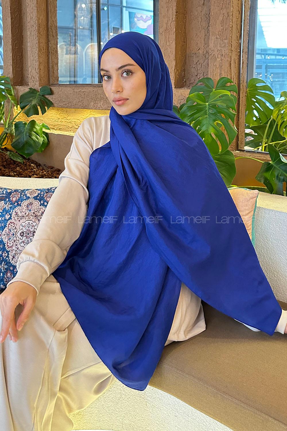 Lamelif Brisa Vual Şal Saks Mavisi