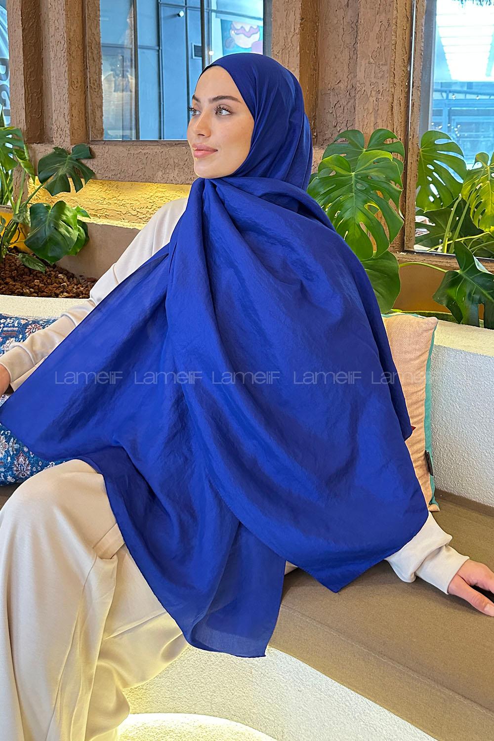 Lamelif Brisa Vual Şal Saks Mavisi