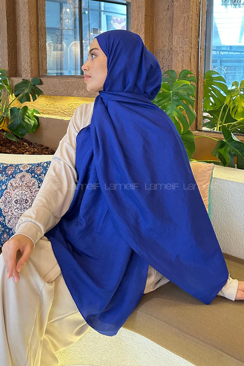 Lamelif Brisa Vual Şal Saks Mavisi