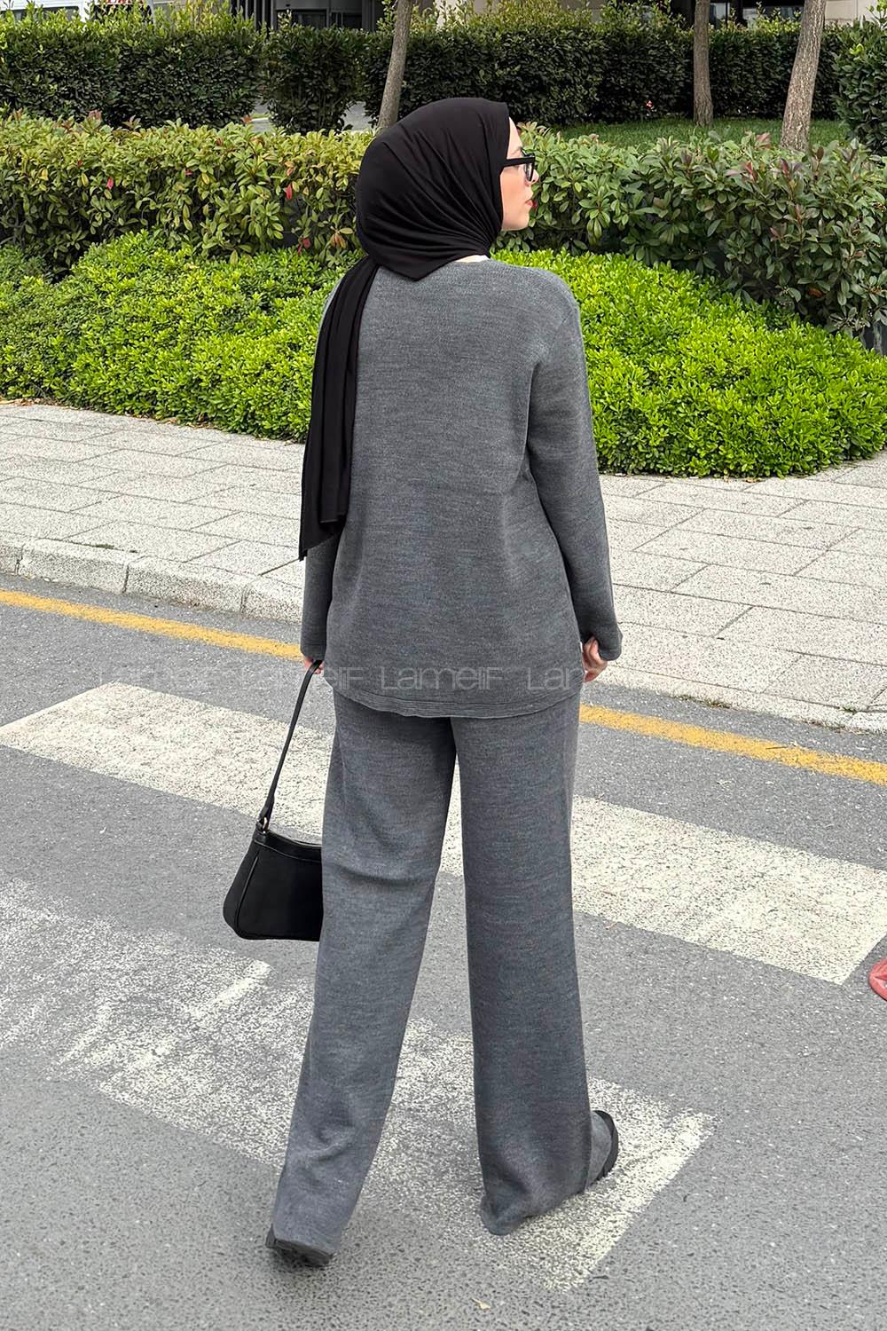 Lamelif Cepli Hırkalı Takım Gri