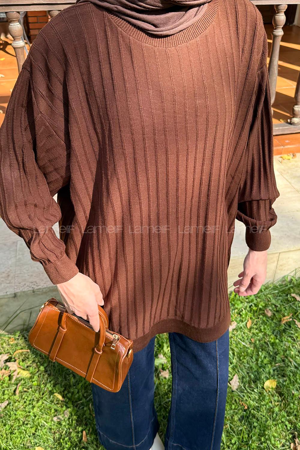 Bitter Brown Neckband Knitwear Tunic