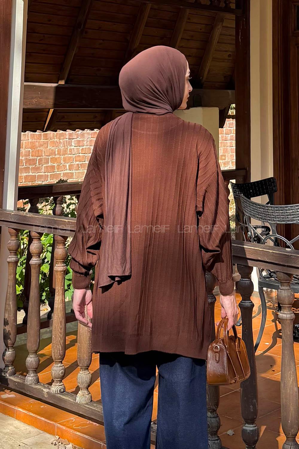 Bitter Brown Neckband Knitwear Tunic