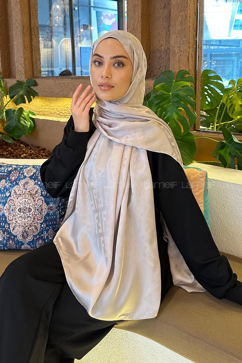 Light Grey Viscose Fabric Straight Printed Shawl