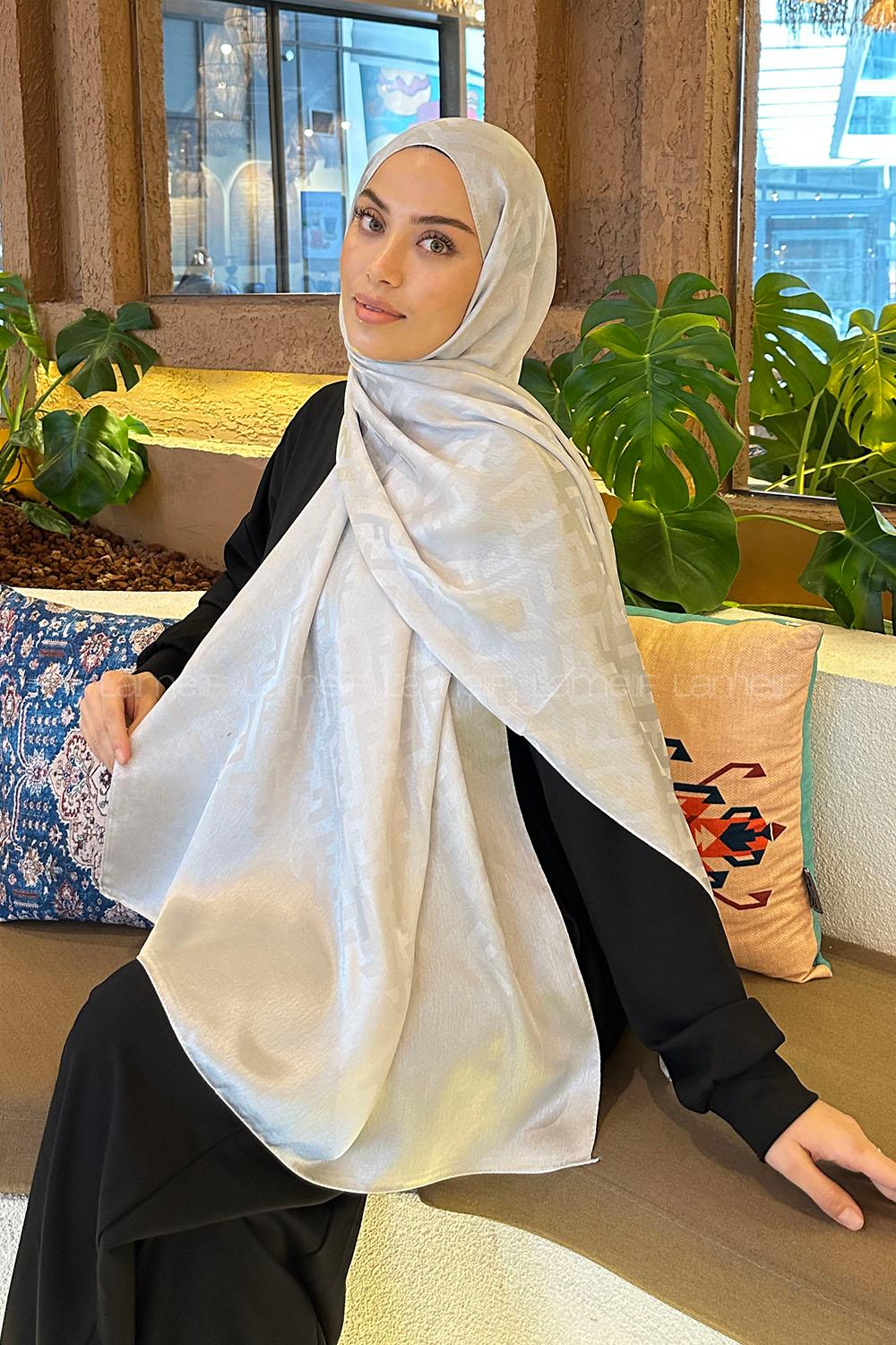 Lamelif F Desen Janjan Jakar Şal Gümüş Gri