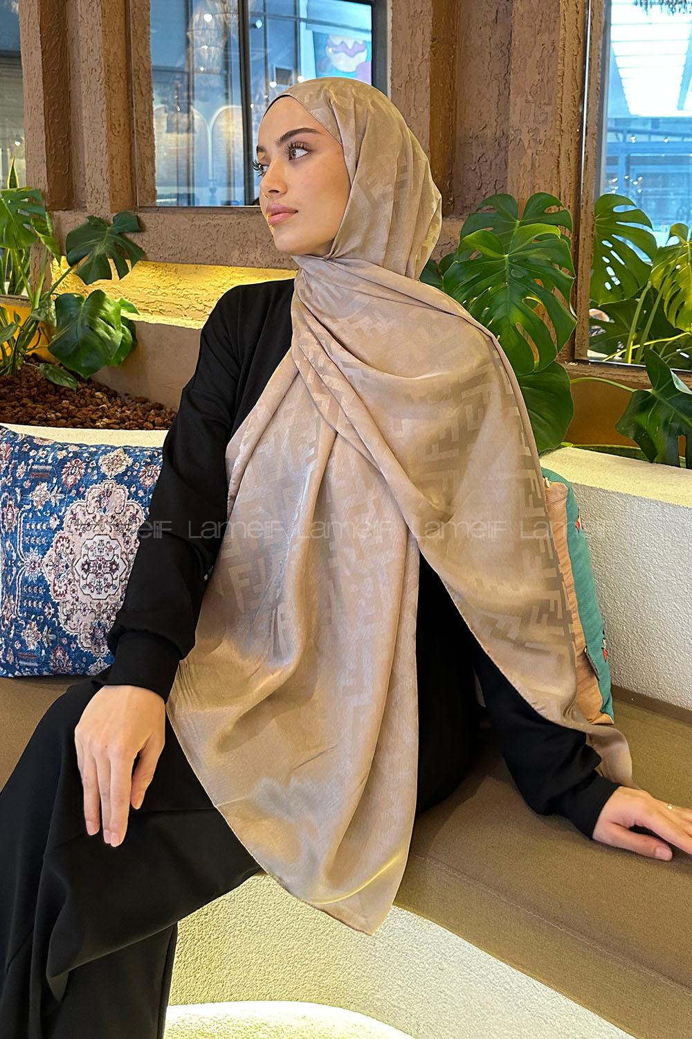 Lamelif F Desen Janjan Jakar Şal Koyu Vizon