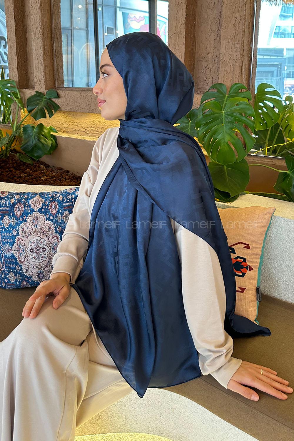 Lamelif F Desen Janjan Jakar Şal Lacivert