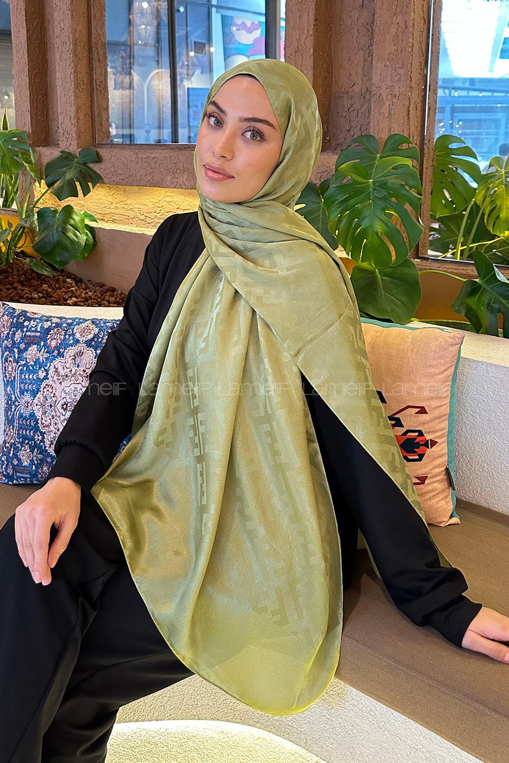 Lamelif F Desen Janjan Jakar Şal Mint Yeşili