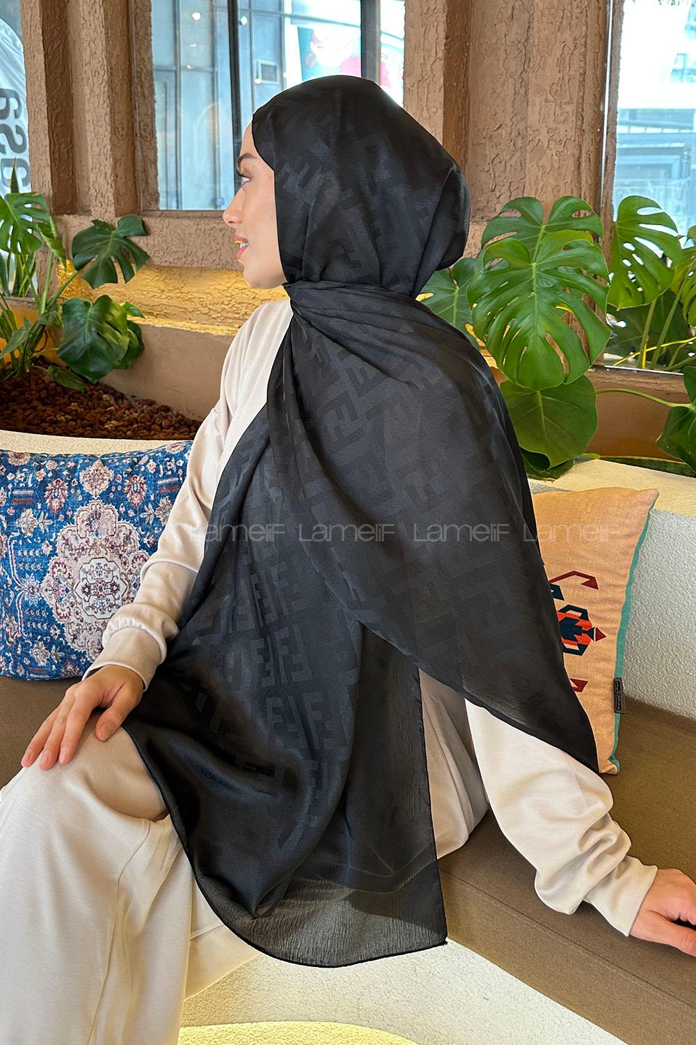 Lamelif F Desen Janjan Jakar Şal Siyah