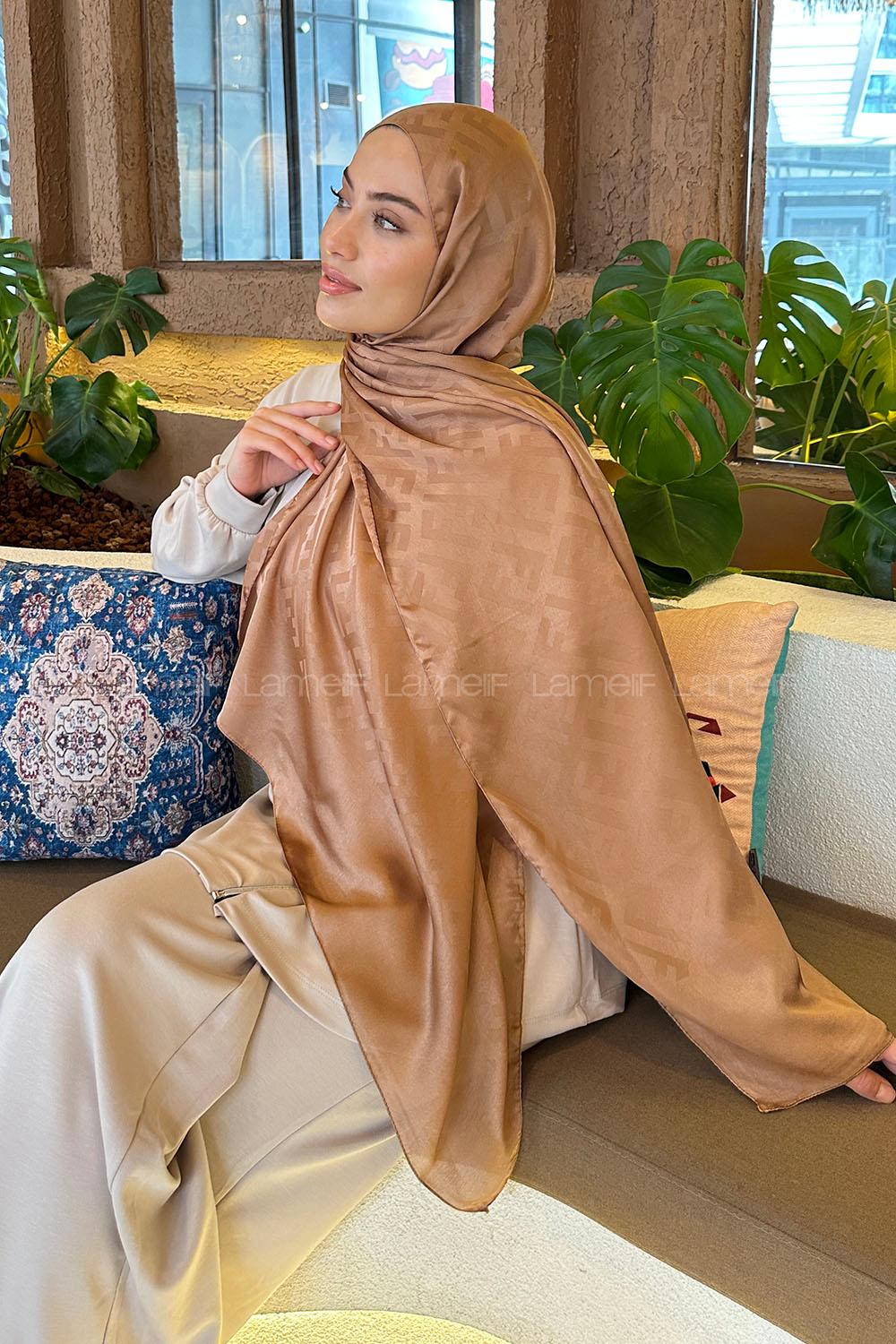 Lamelif F Desen Janjan Jakar Şal Sütlü Kahve