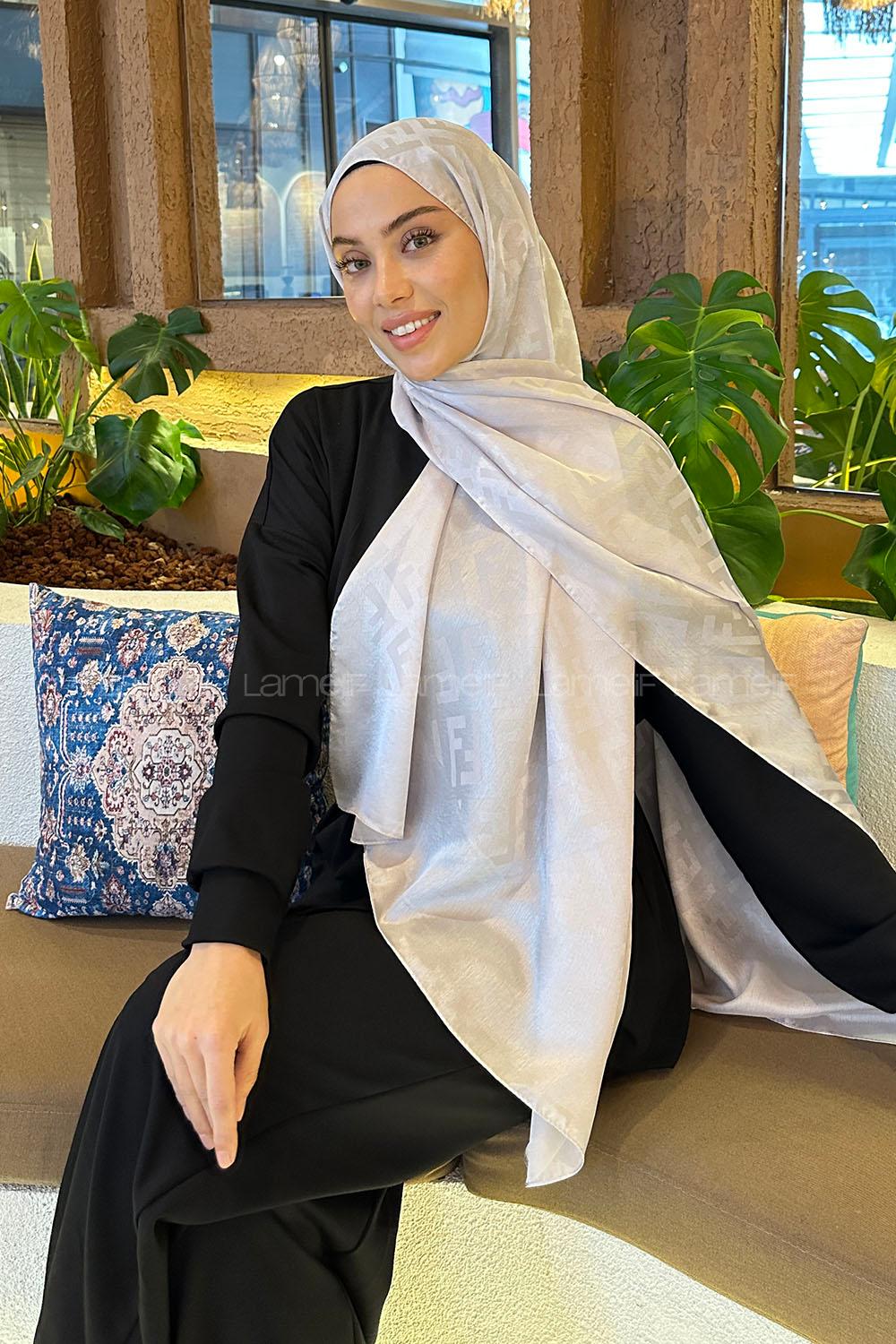 Lamelif F Desen Janjan Jakar Şal Taş Gri