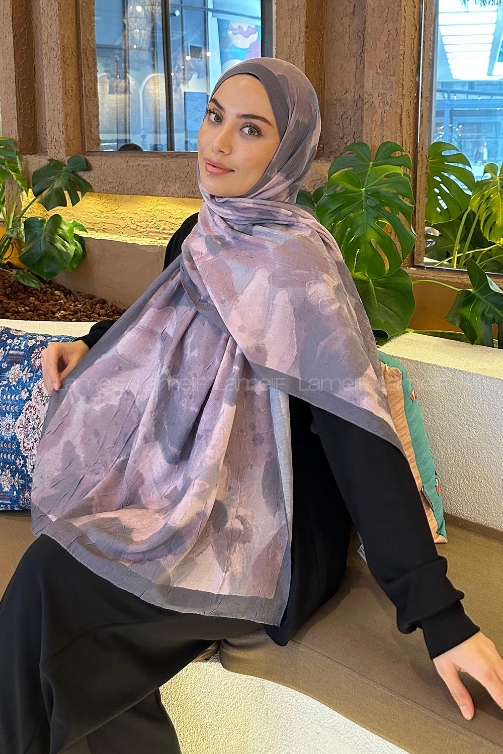 Lamelif Flora Garden Desen Bambu Şal Gül Kurusu