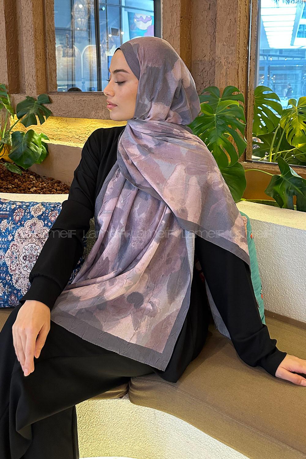 Lamelif Flora Garden Desen Bambu Şal Gül Kurusu