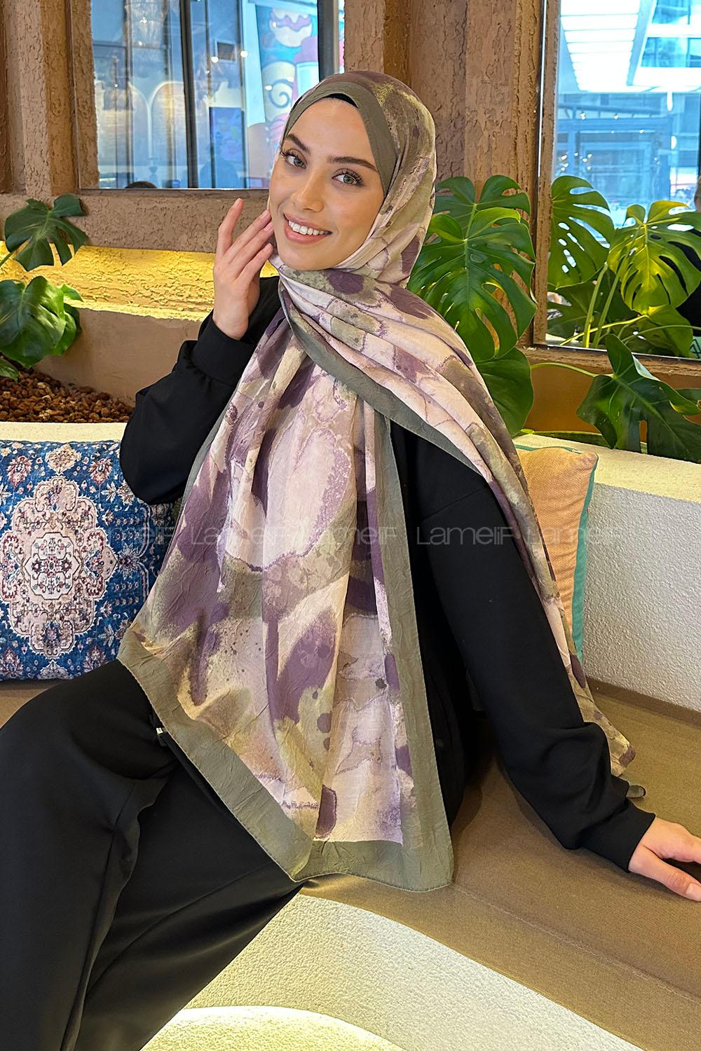 Lamelif Flora Garden Desen Bambu Şal Haki