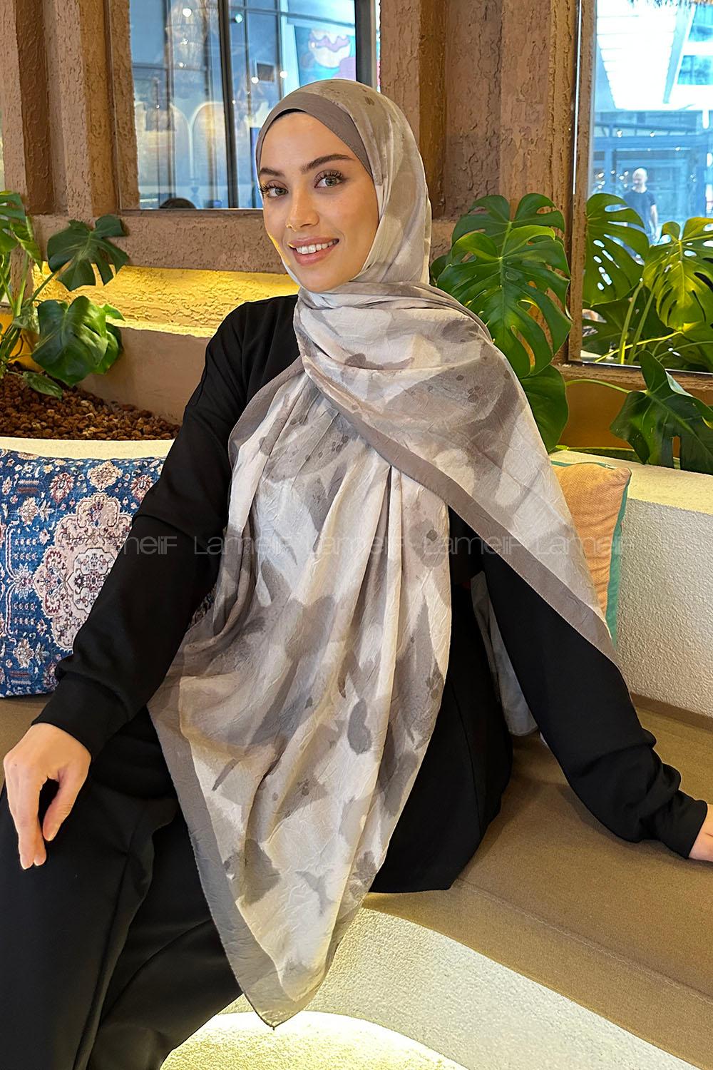 Lamelif Flora Garden Desen Bambu Şal Küf Yeşili