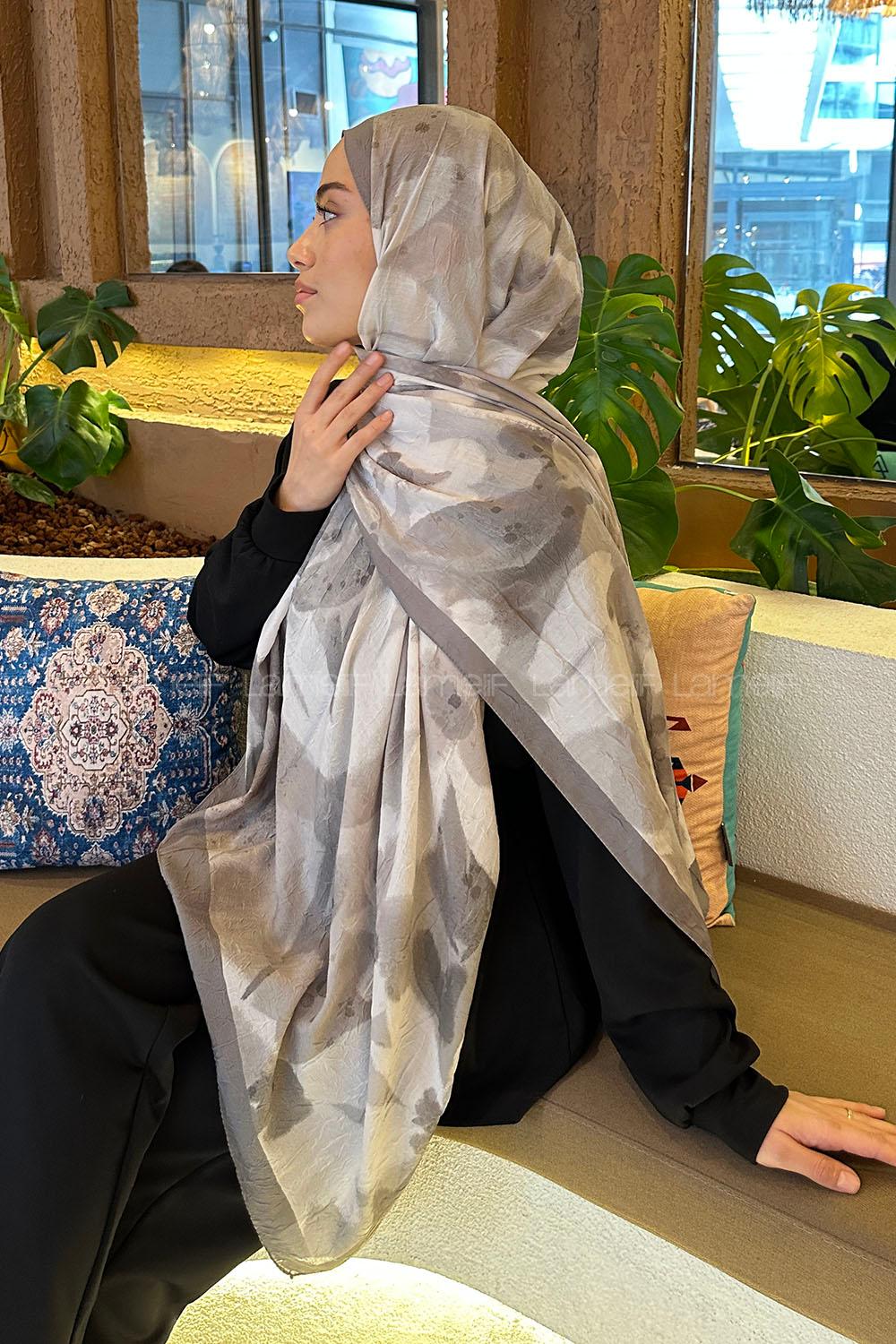 Lamelif Flora Garden Desen Bambu Şal Küf Yeşili