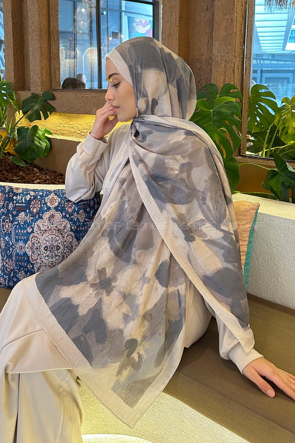 Lamelif Flora Garden Desen Bambu Şal Taş