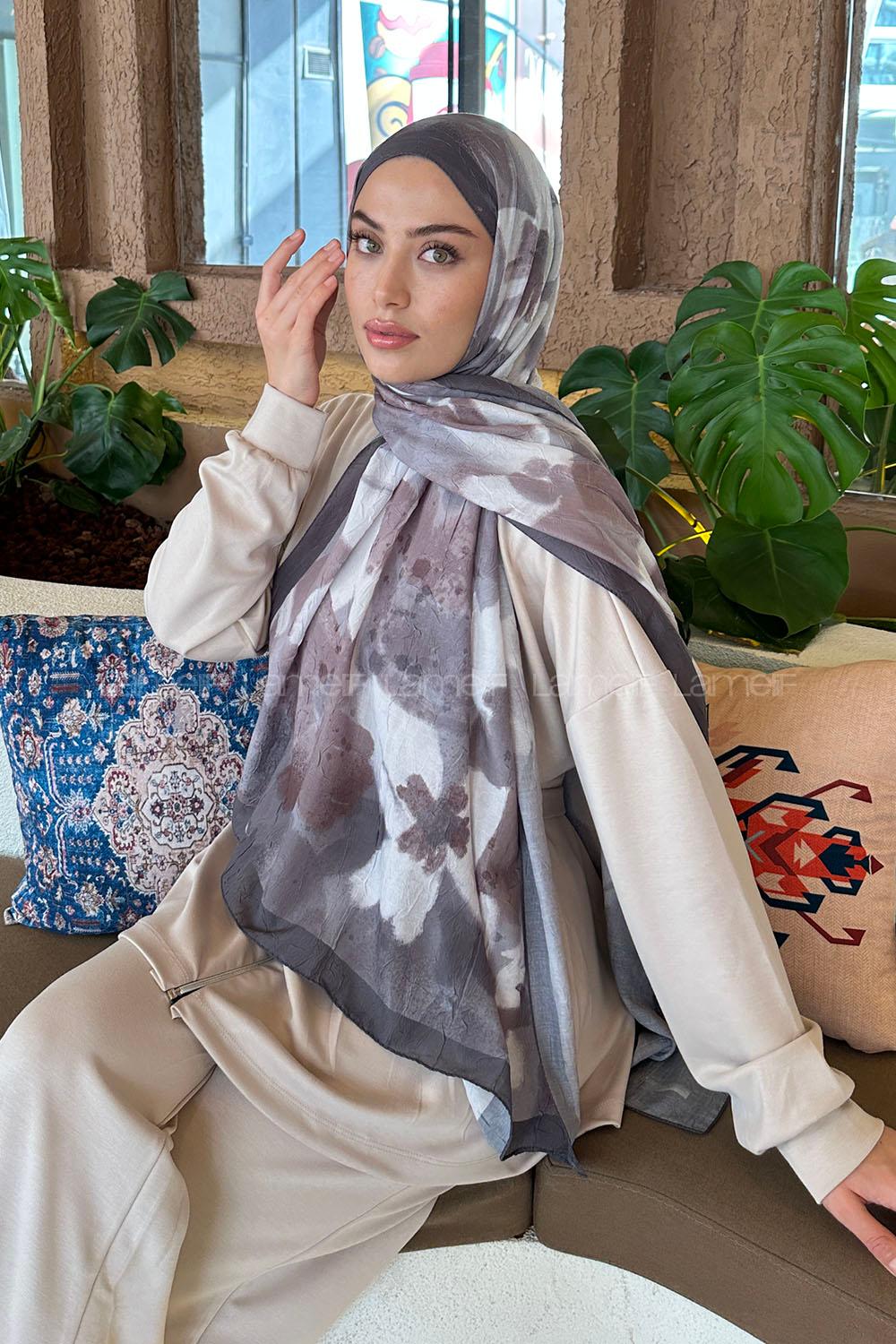 Lamelif Flora Garden Desen Bambu Şal Toprak