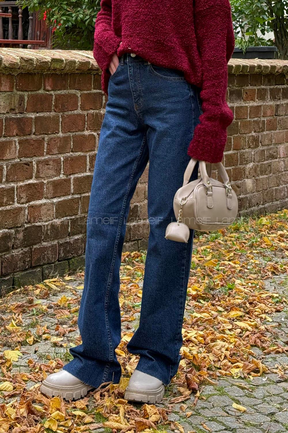 Blue-1 Denim Normal Waist Denim Pants