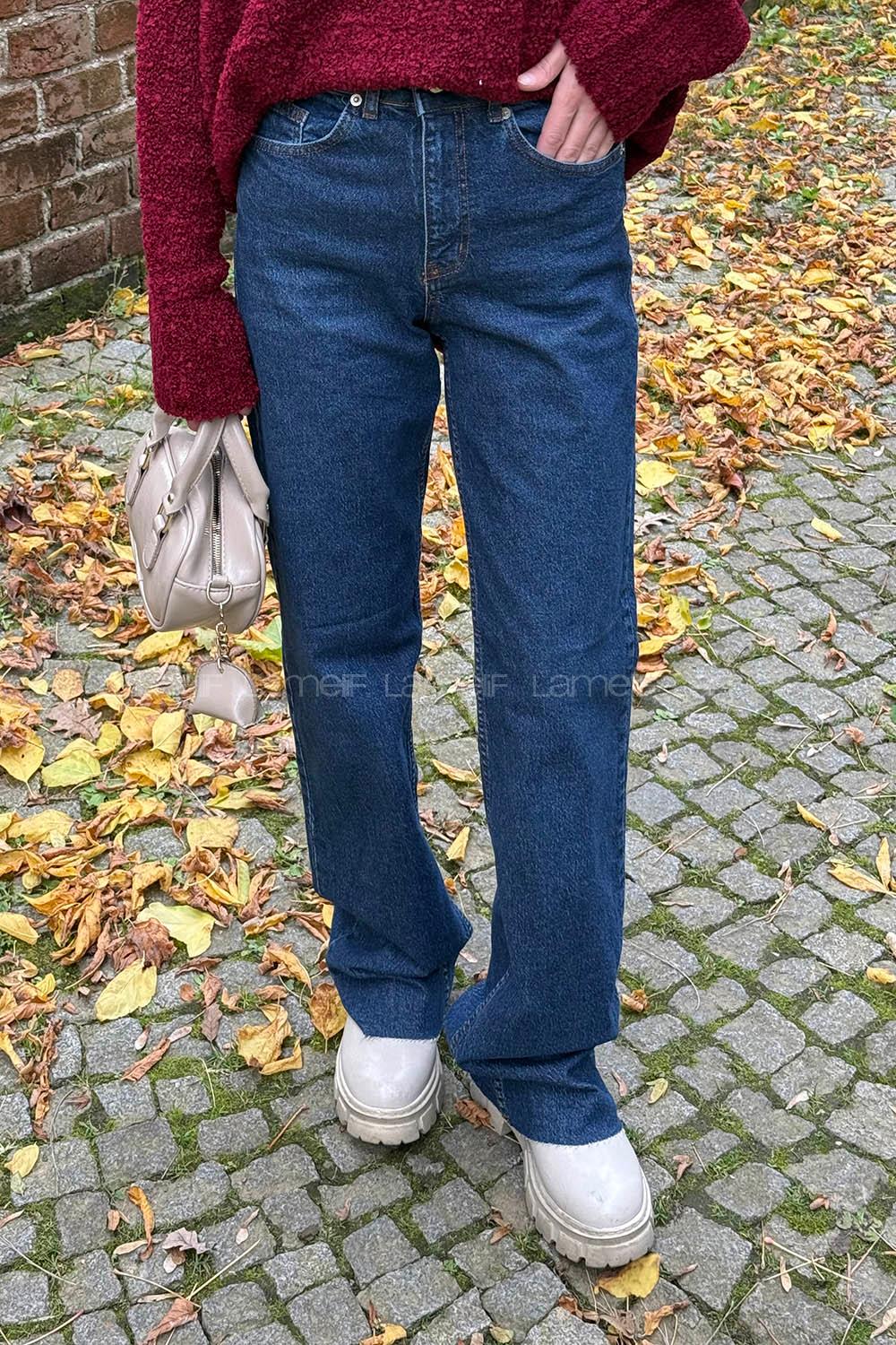 Blue-1 Denim Normal Waist Denim Pants