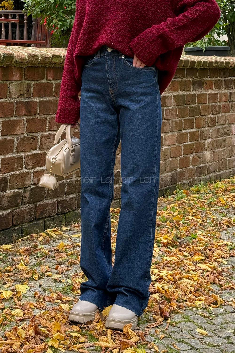 Blue-1 Denim Normal Waist Denim Pants