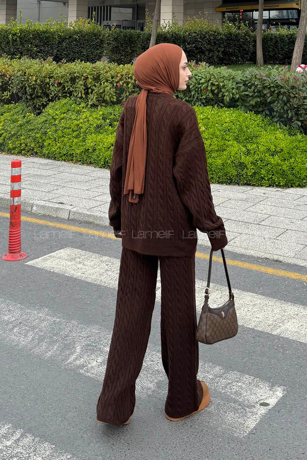 Lamelif Örgülü Şardonlu Takım Acı Kahve