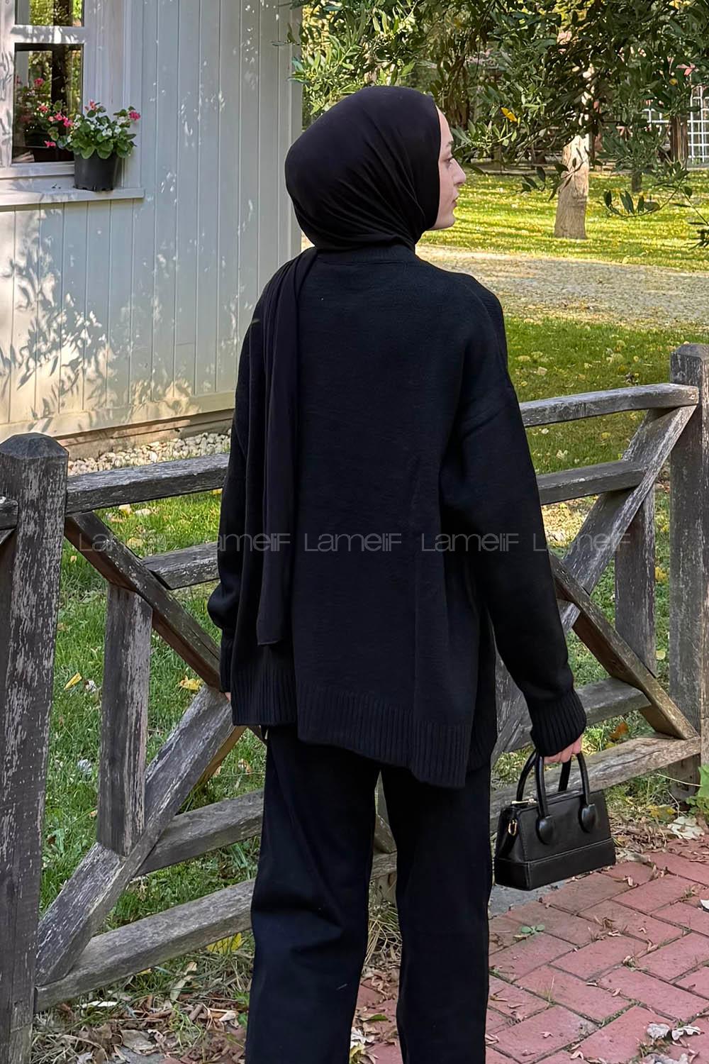 Lamelif Salaş Dokulu Kazak Siyah