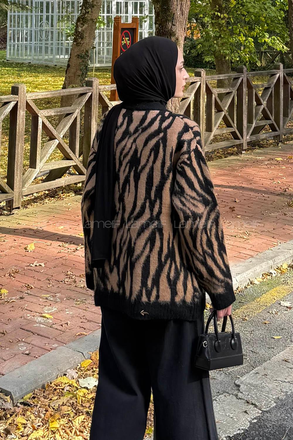 Black V Neck Long Arm Acrylic Cotton Fabric Cardigan