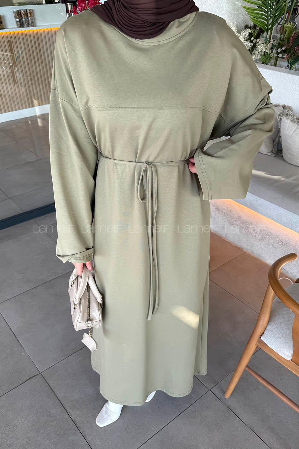 Mint Green Crew Neck Cotton Lycra Dresess