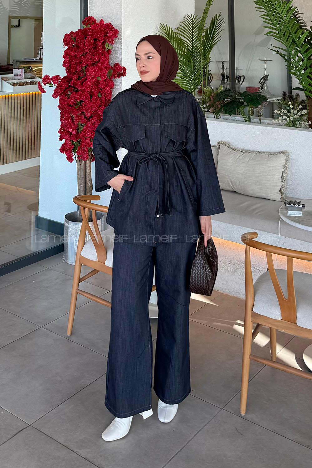 Lamelif Kot İkili Takım Kot Mavisi