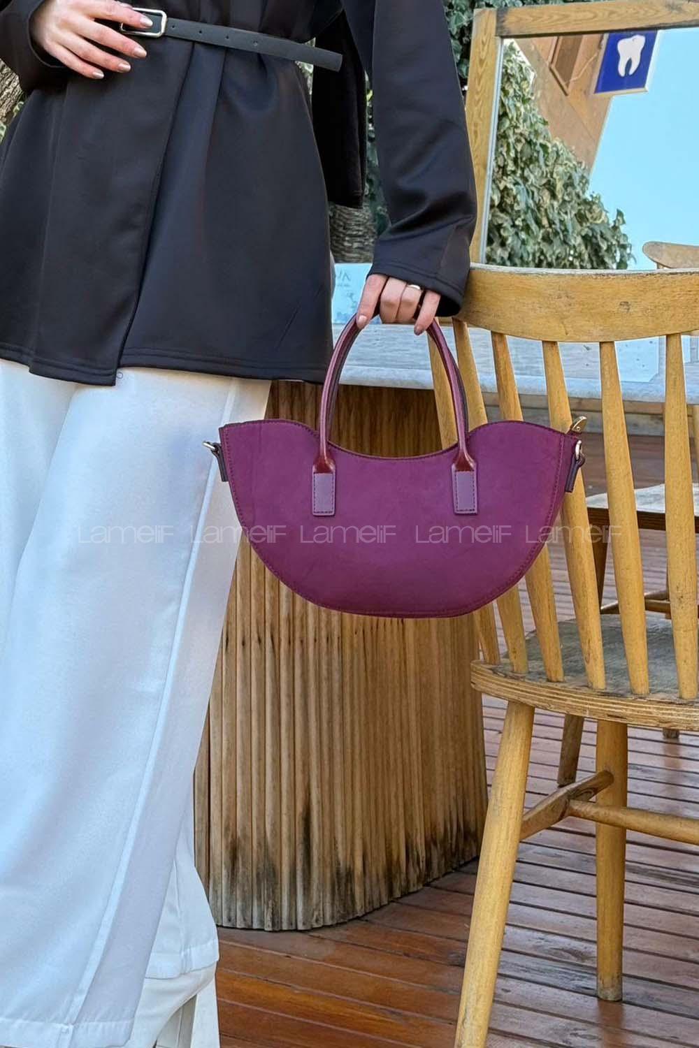 Lamelif Fora Süet Model Kadın Çapraz Çantası