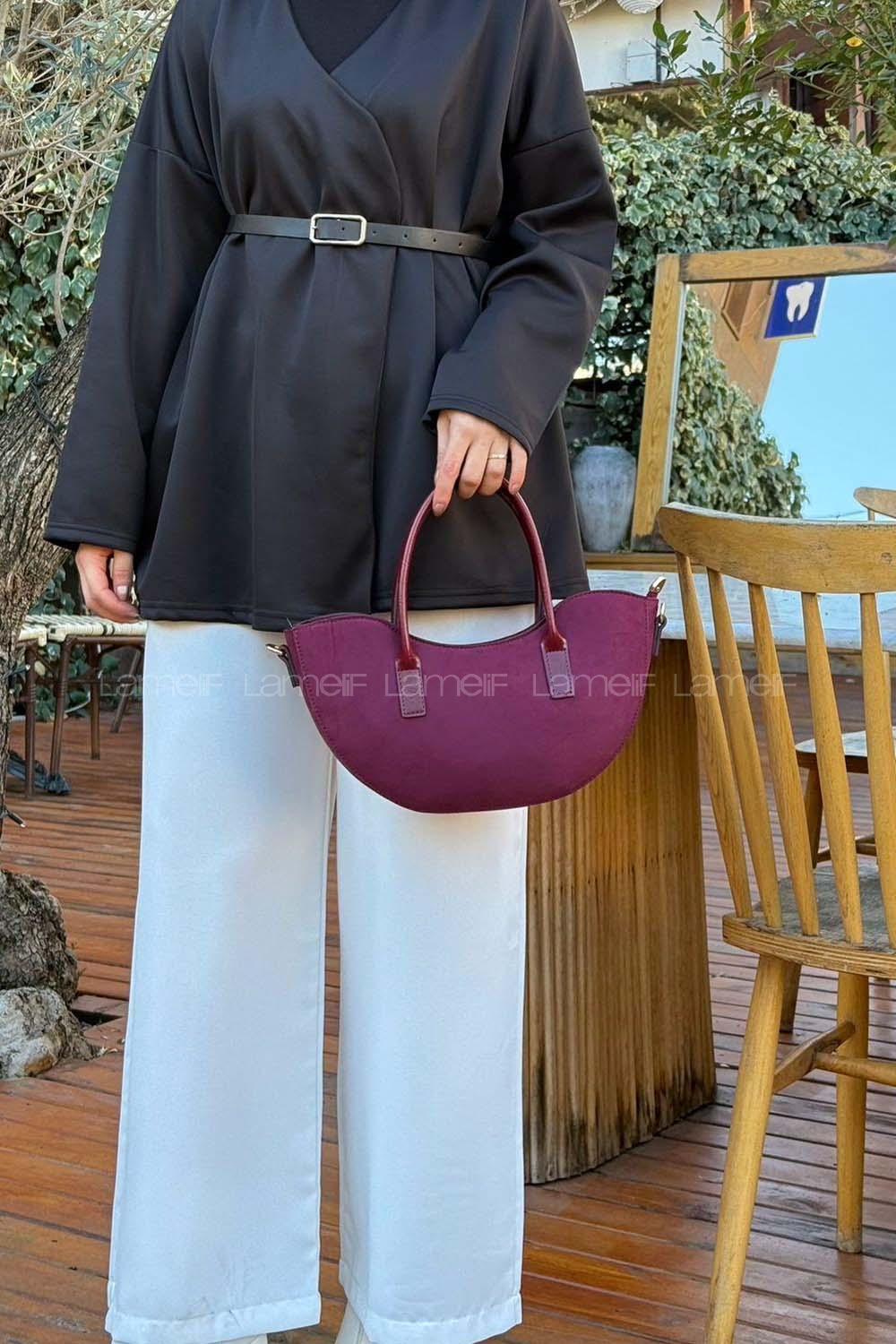 Lamelif Fora Süet Model Kadın Çapraz Çantası