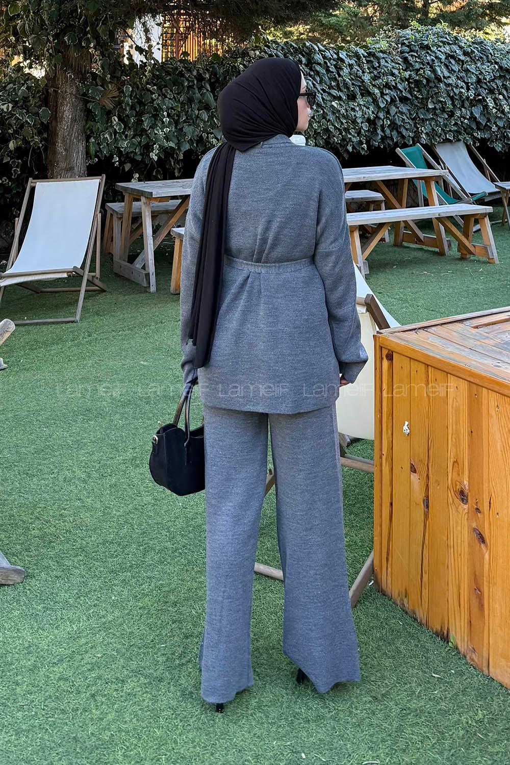 Lamelif Üçlü Triko Takım Antrasit