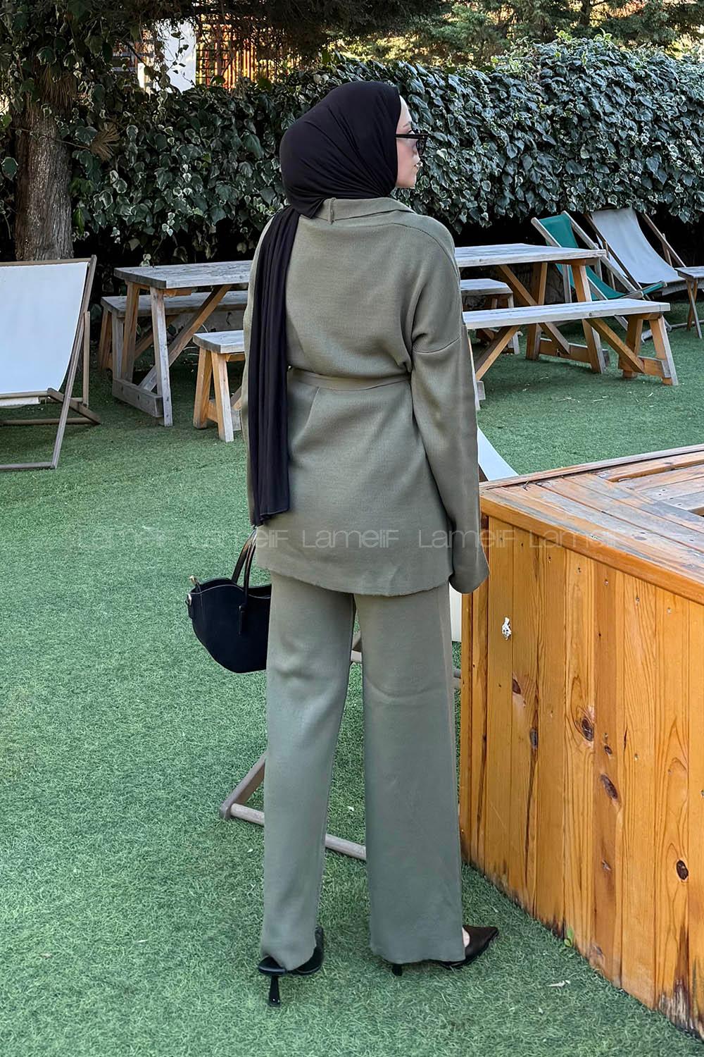 Lamelif Üçlü Triko Takım Haki