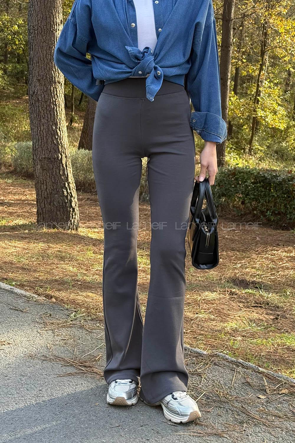 Lamelif İspanyol Paça Eşofman Altı Antrasit