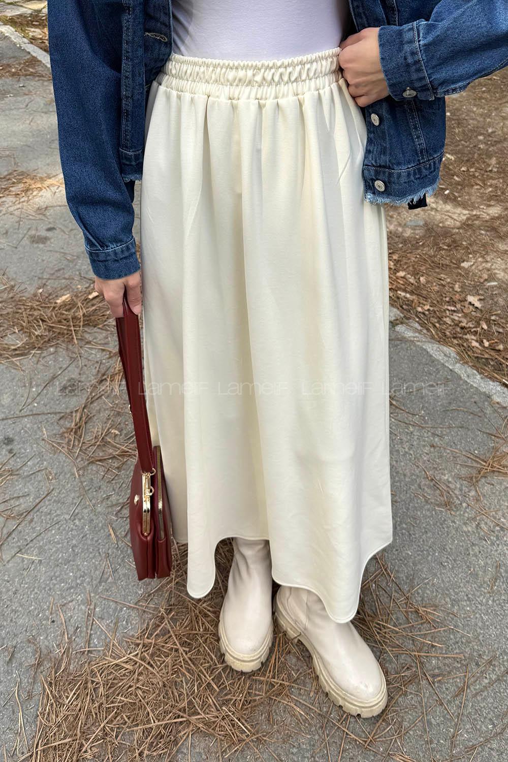 Lamelif Oysho Tesettür Etek Krem