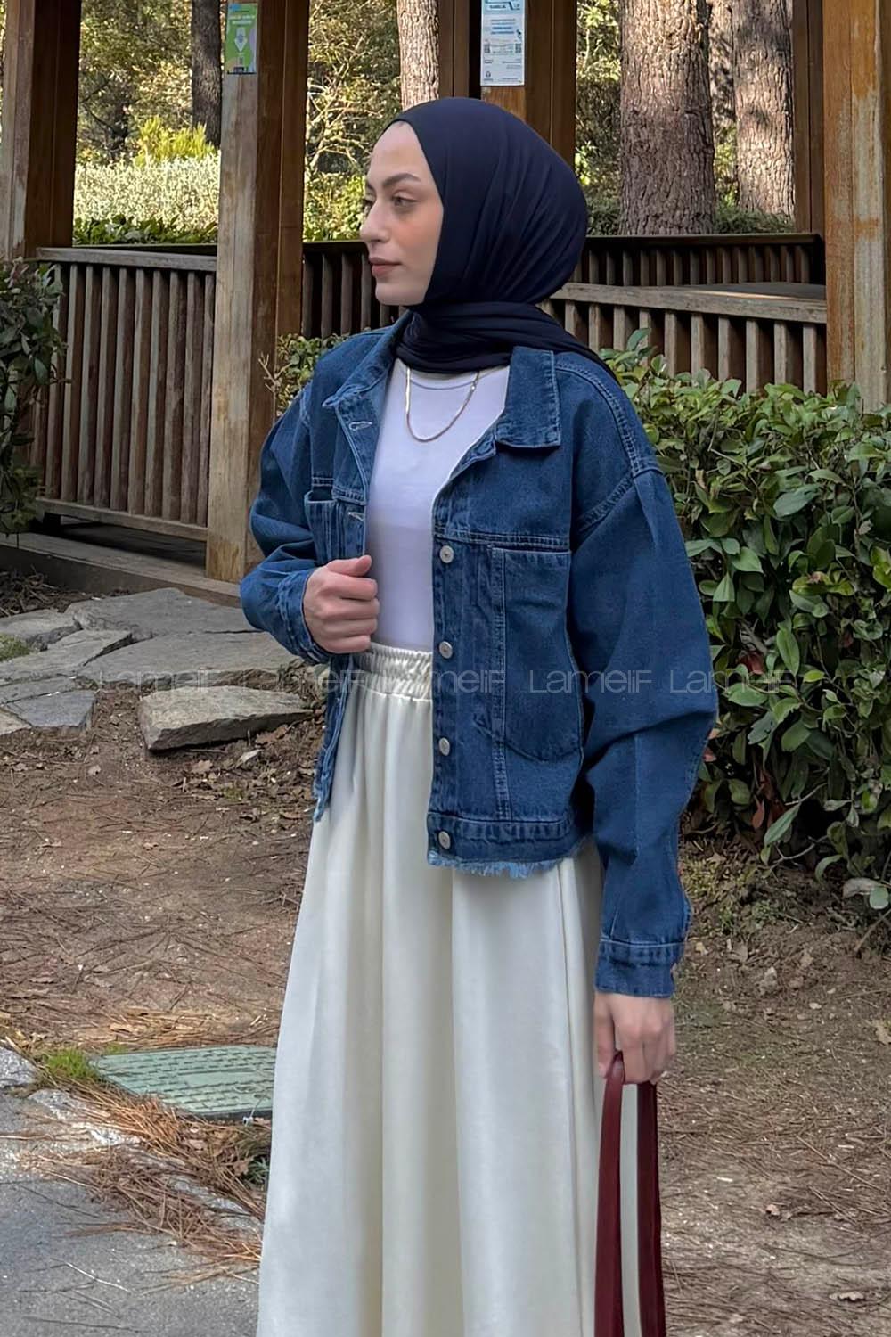 Lamelif Püskül Detaylı Ceket Kot Mavisi