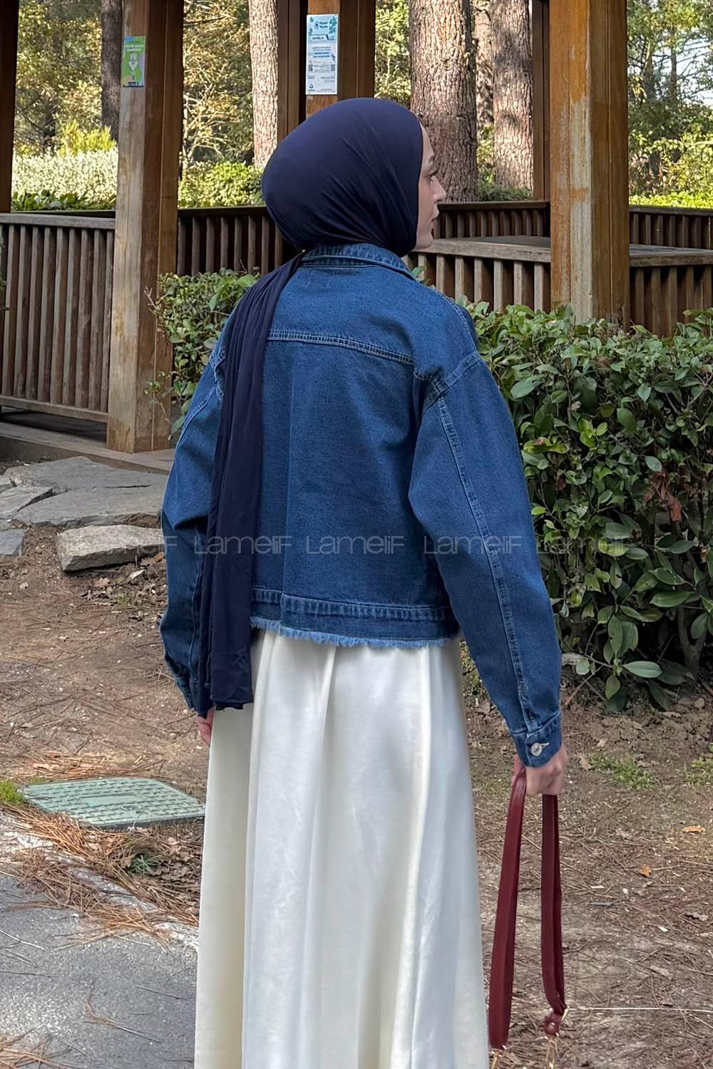 Lamelif Püskül Detaylı Ceket Kot Mavisi