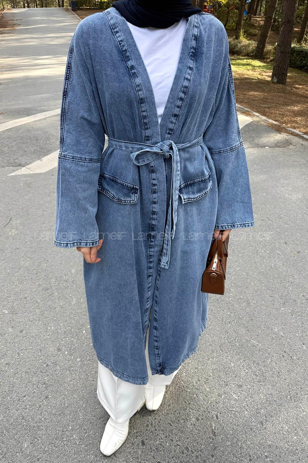 Denim Blue Long Arm Denim Trench Coat