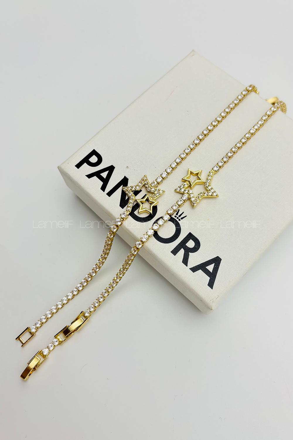 Lamelif Gold Su Yolu Baget Taşlı Yıldız Figürlü Bileklik