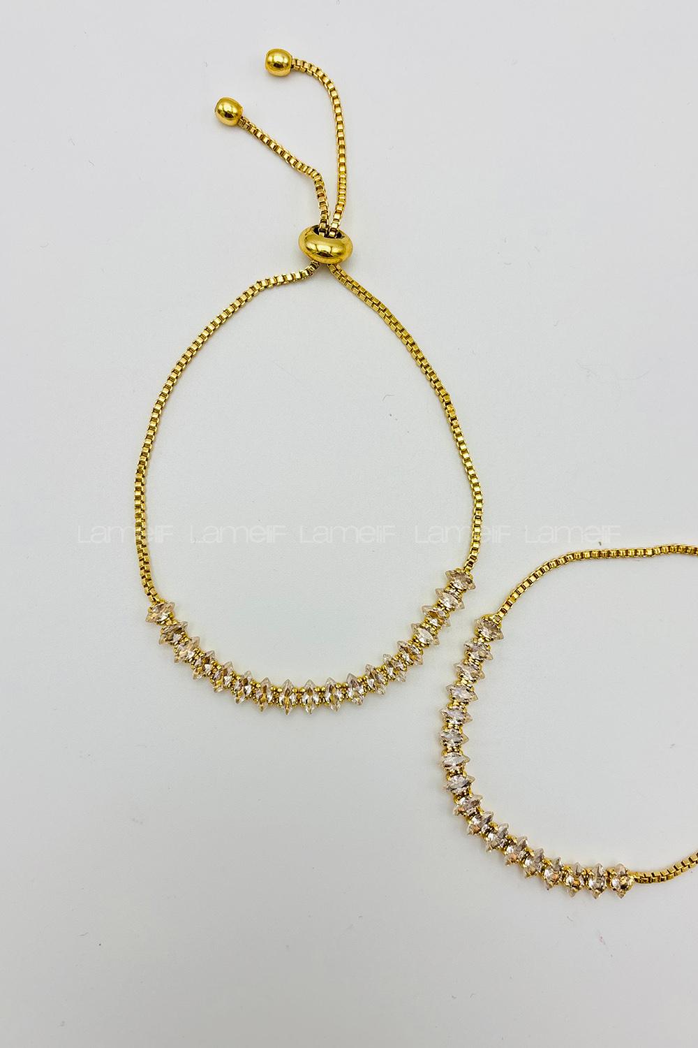 Lamelif Gold Suyolu Sıralı Asansör Bileklik