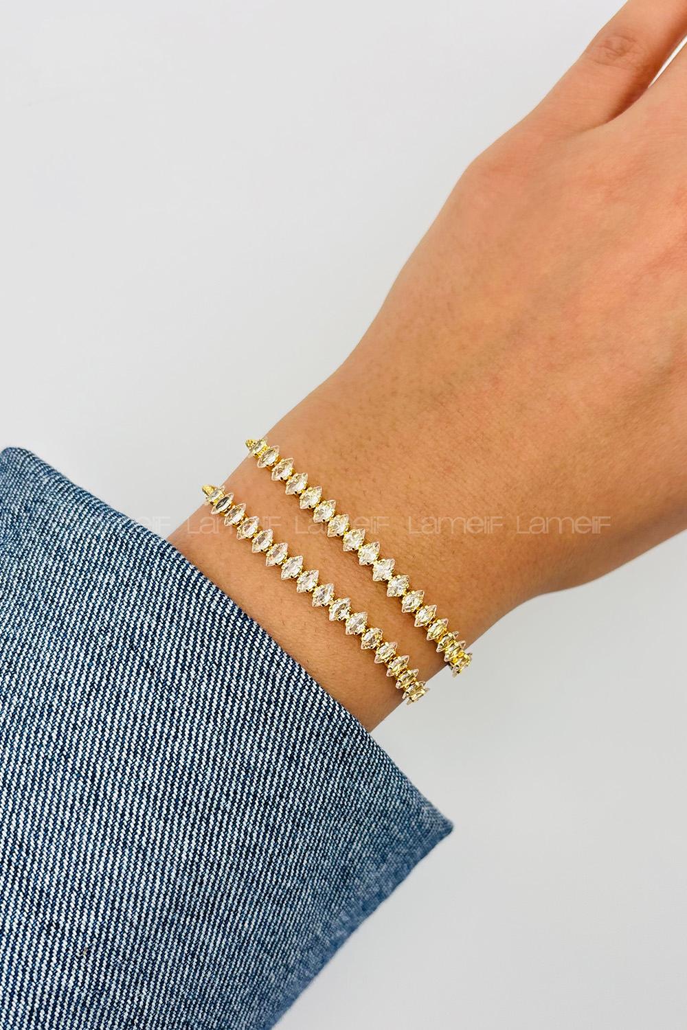 Lamelif Gold Suyolu Sıralı Asansör Bileklik