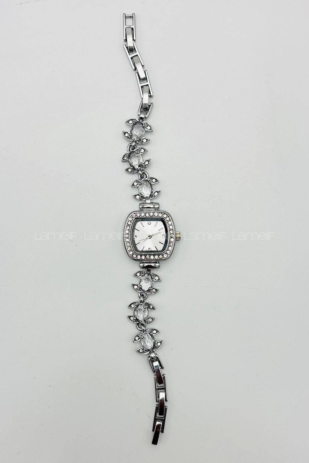 Lamelif Gümüş Kristal Taşlı Kol Saati