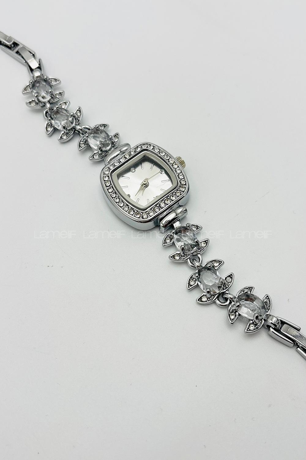 Lamelif Gümüş Kristal Taşlı Kol Saati