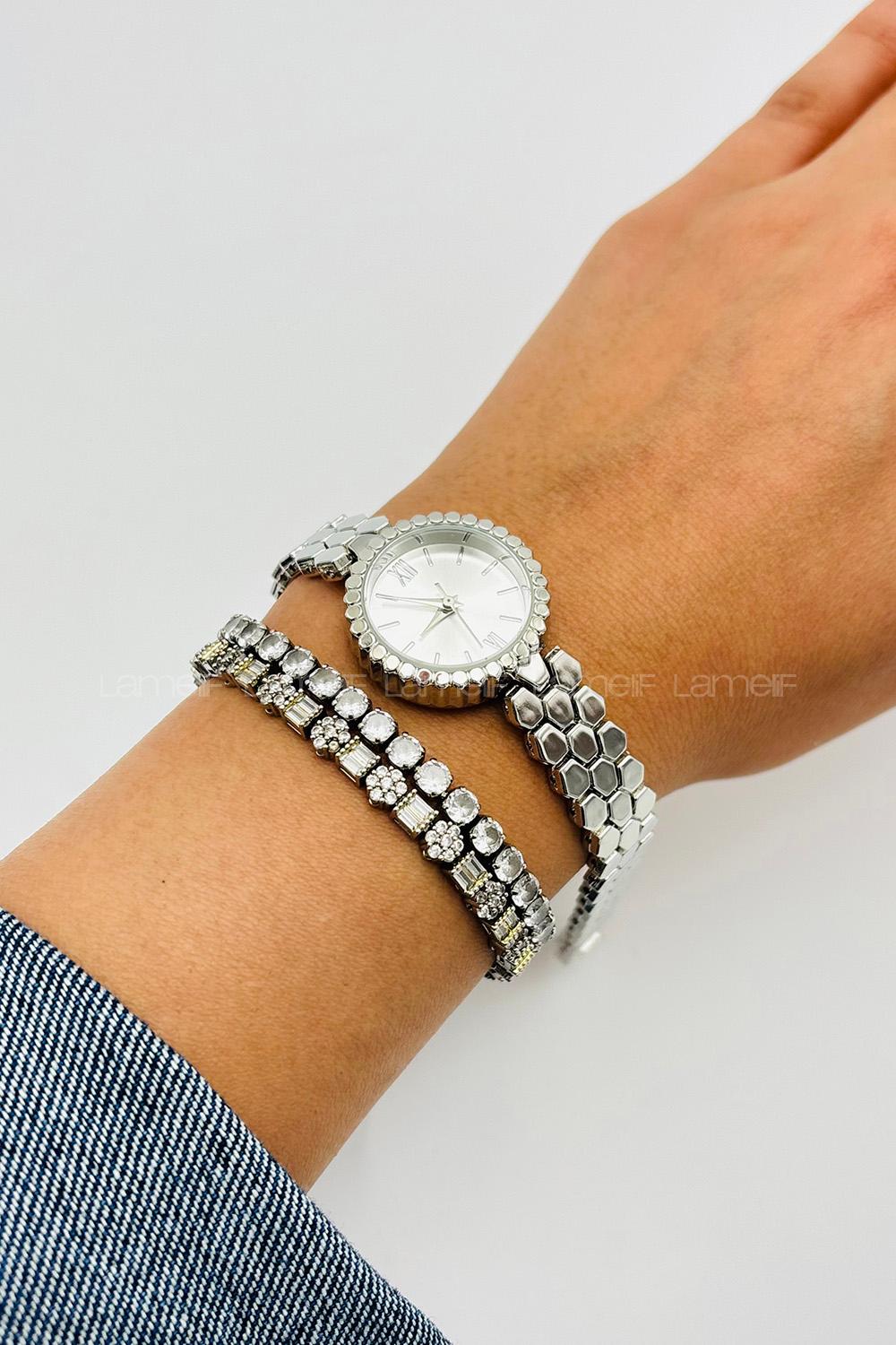 Lamelif Gümüş Metal Kordon Kol Saati