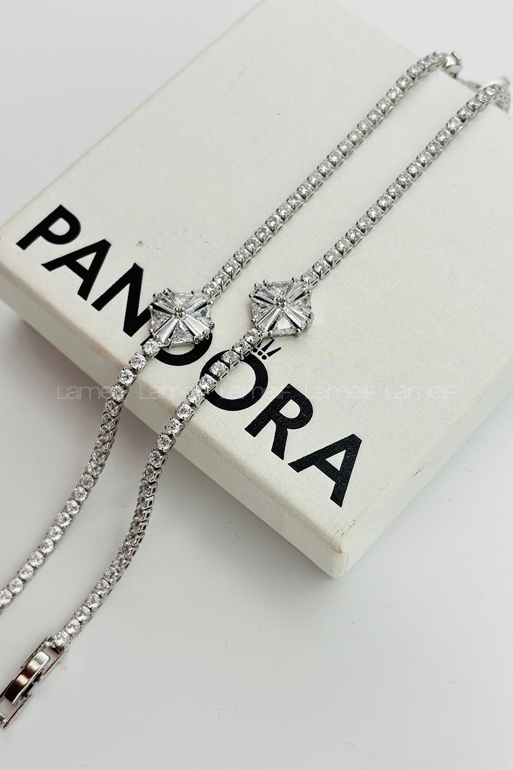 Lamelif Gümüş Su Yolu Baget Taşlı Kristal Çiçek Bileklik