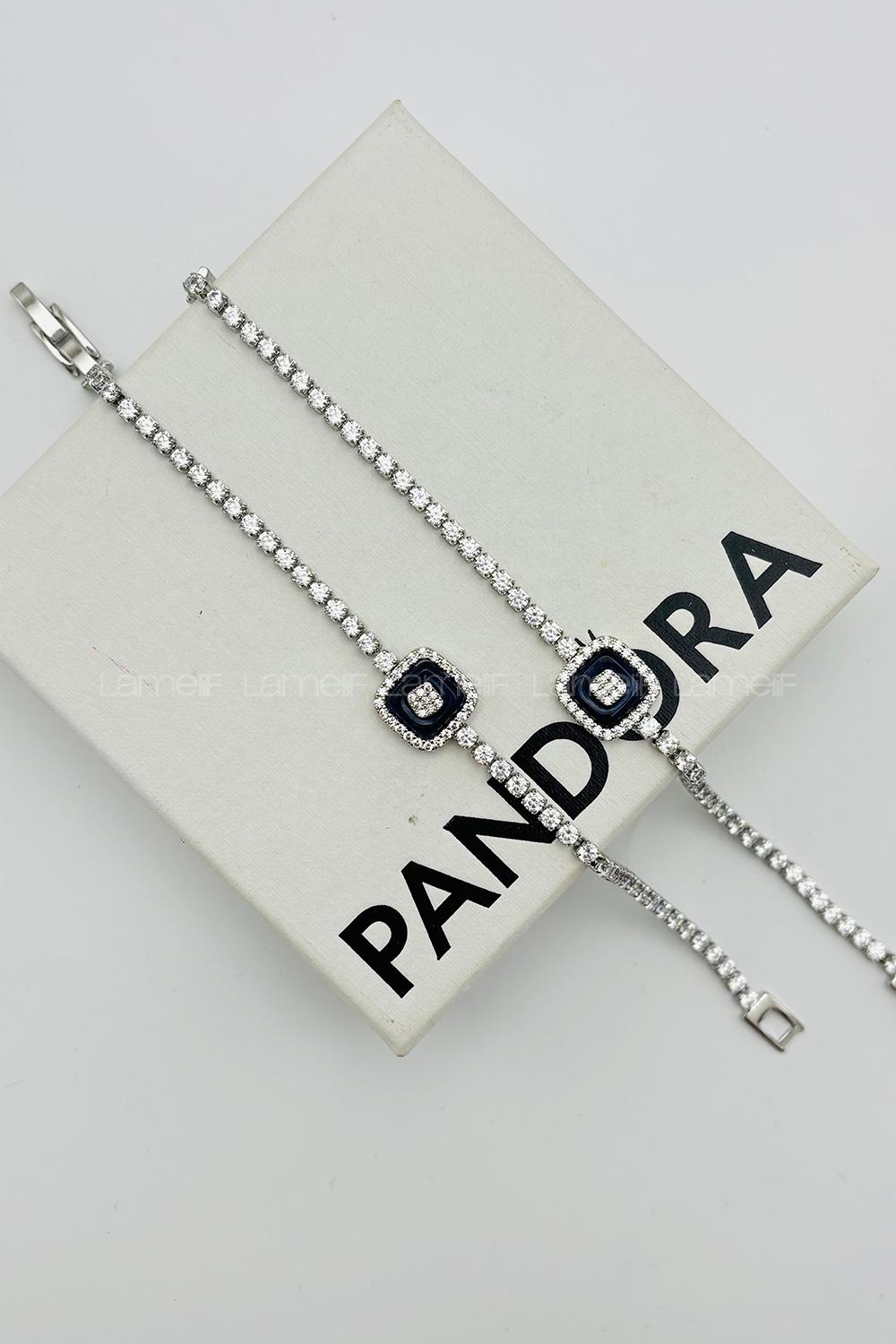 Lamelif Gümüş Su Yolu Baget Taşlı Nazar Boncuk Bileklik